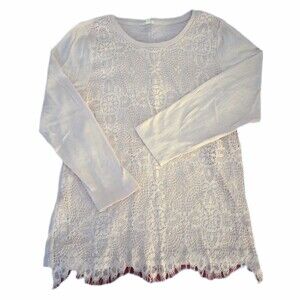 J.Crew Light Pink Lace Front Long Sleeve Top sz Med Womens